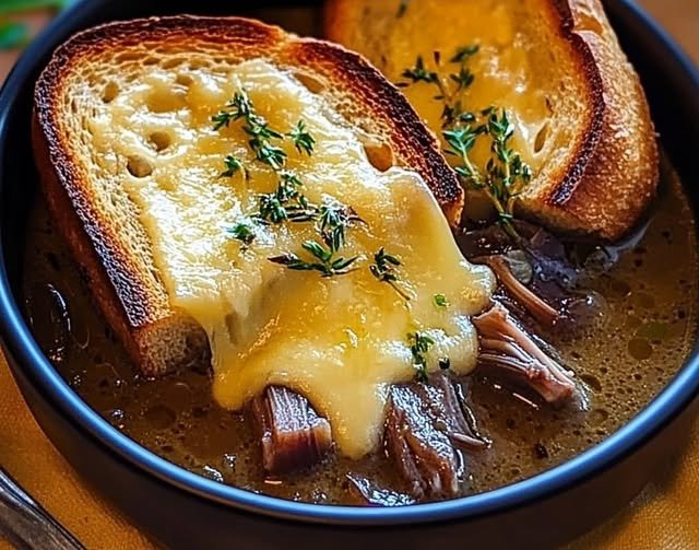 French Onion Short Rib Soup with Gruyère Toast 471319702_122184795404149657_4509784180673207493_n