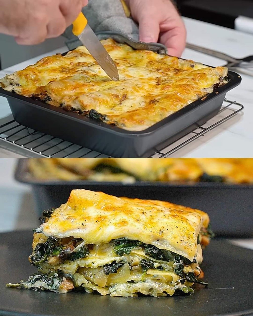 Creamy Mushroom and Spinach Lasagna: A Comforting, Vegetarian Delight 480698575_1213050950826622_6822423972372668773_n